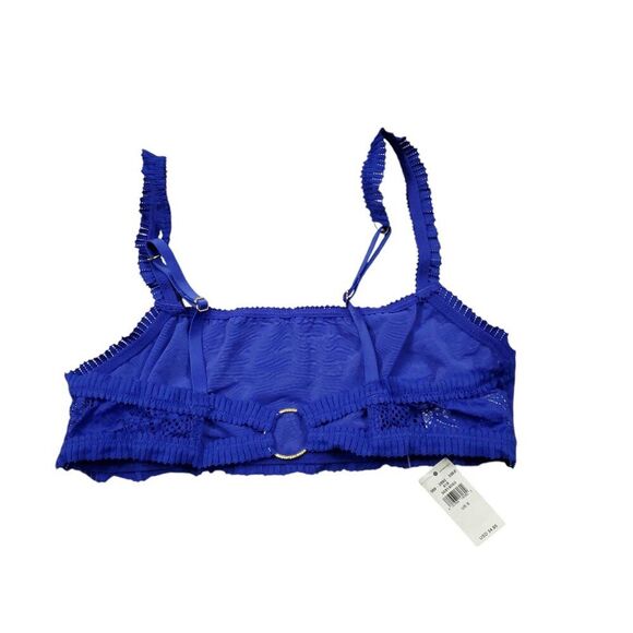 Aerie Coral Lace Bandeau Bralette Blue Size Small Unlined Stretch Mesh - Picture 2 of 4